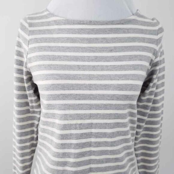 Wordtrober Ladies Casual Shirt Stripe Gray Cream Long Sleeve Fits Like Small - Picture 5 of 7